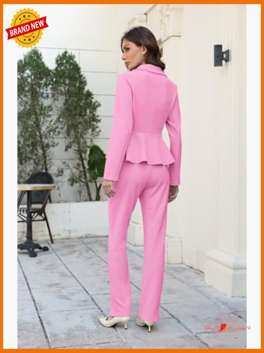 Women's Business 2 Piece Pant Suit Double Breasted Blazer Set - Picture 4 of 7